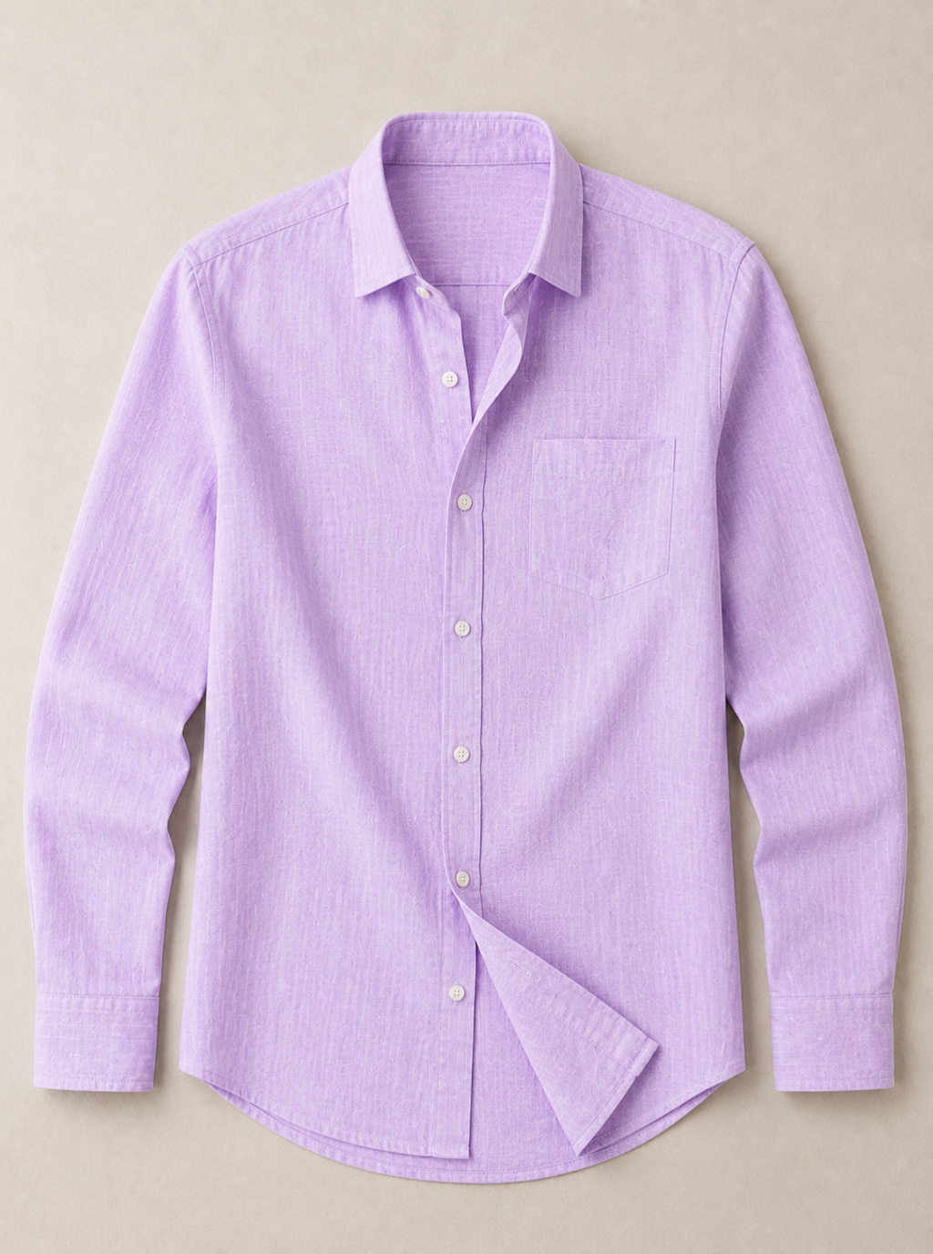 Men Slim Fit Solid Lavender 100% Premium Linen Shirt