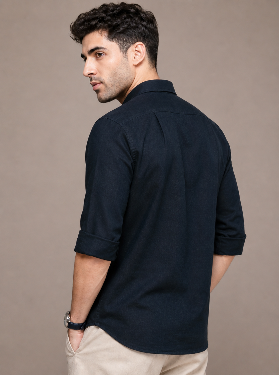 Men Slim Fit Solid Royal Blue 100% Premium Linen Shirt