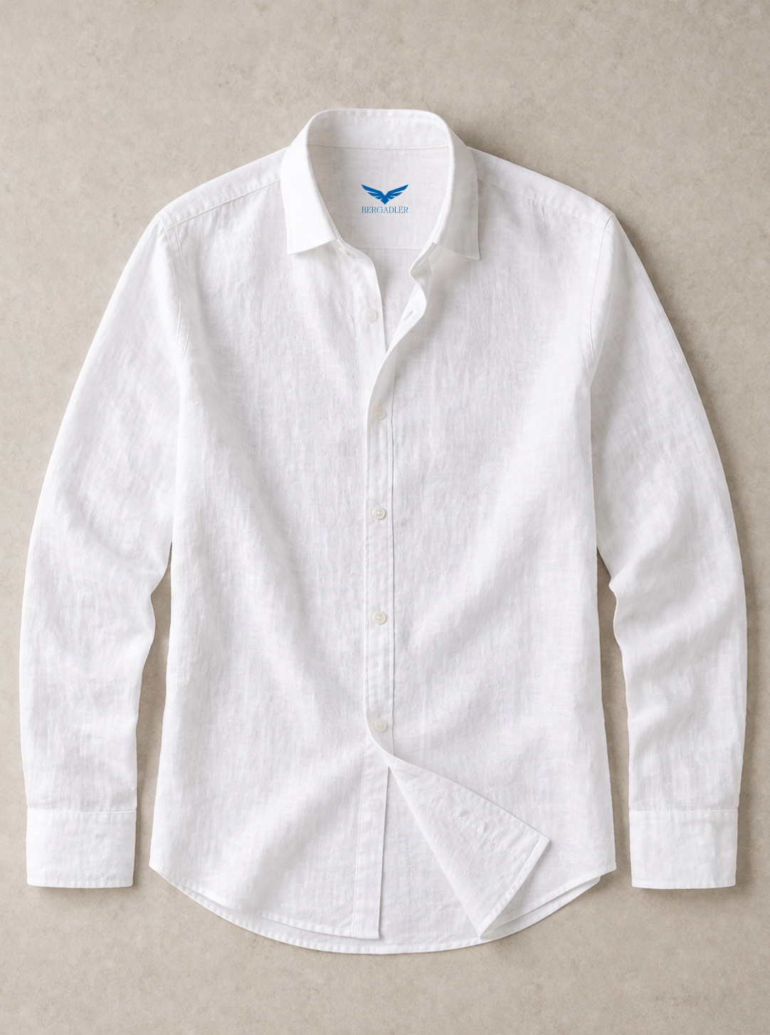 Men Slim Fit Solid White 100% Premium Linen Shirt