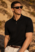Men Slim Fit Solid Black Cotton Polo T-shirt