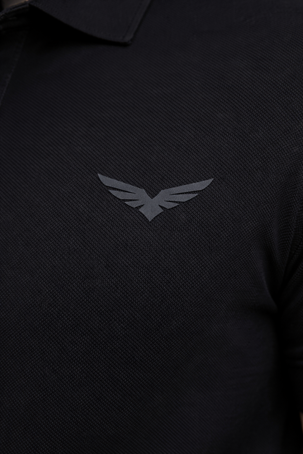 Men Slim Fit Solid Black Cotton Polo T-shirt
