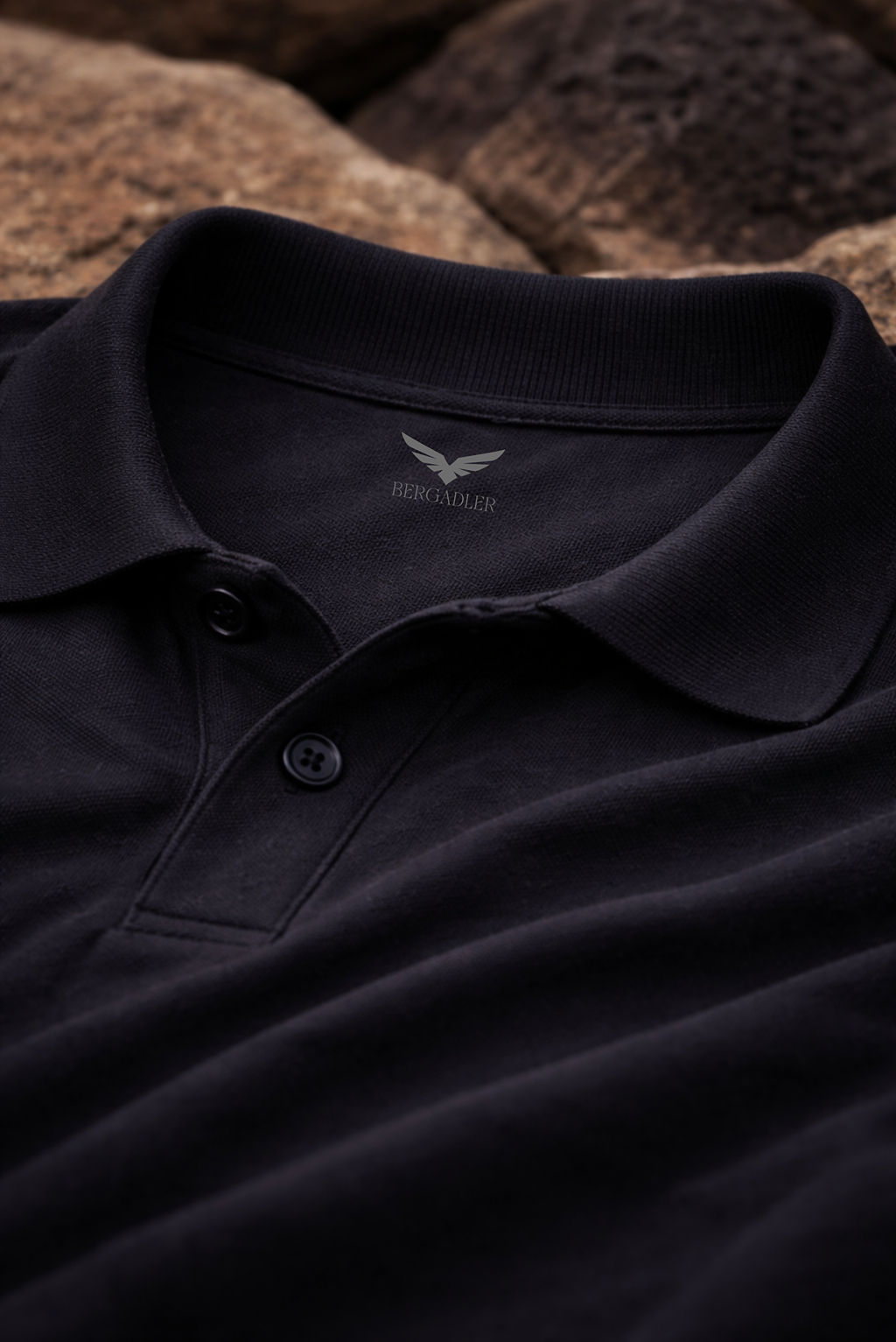 Men Slim Fit Solid Black Cotton Polo T-shirt