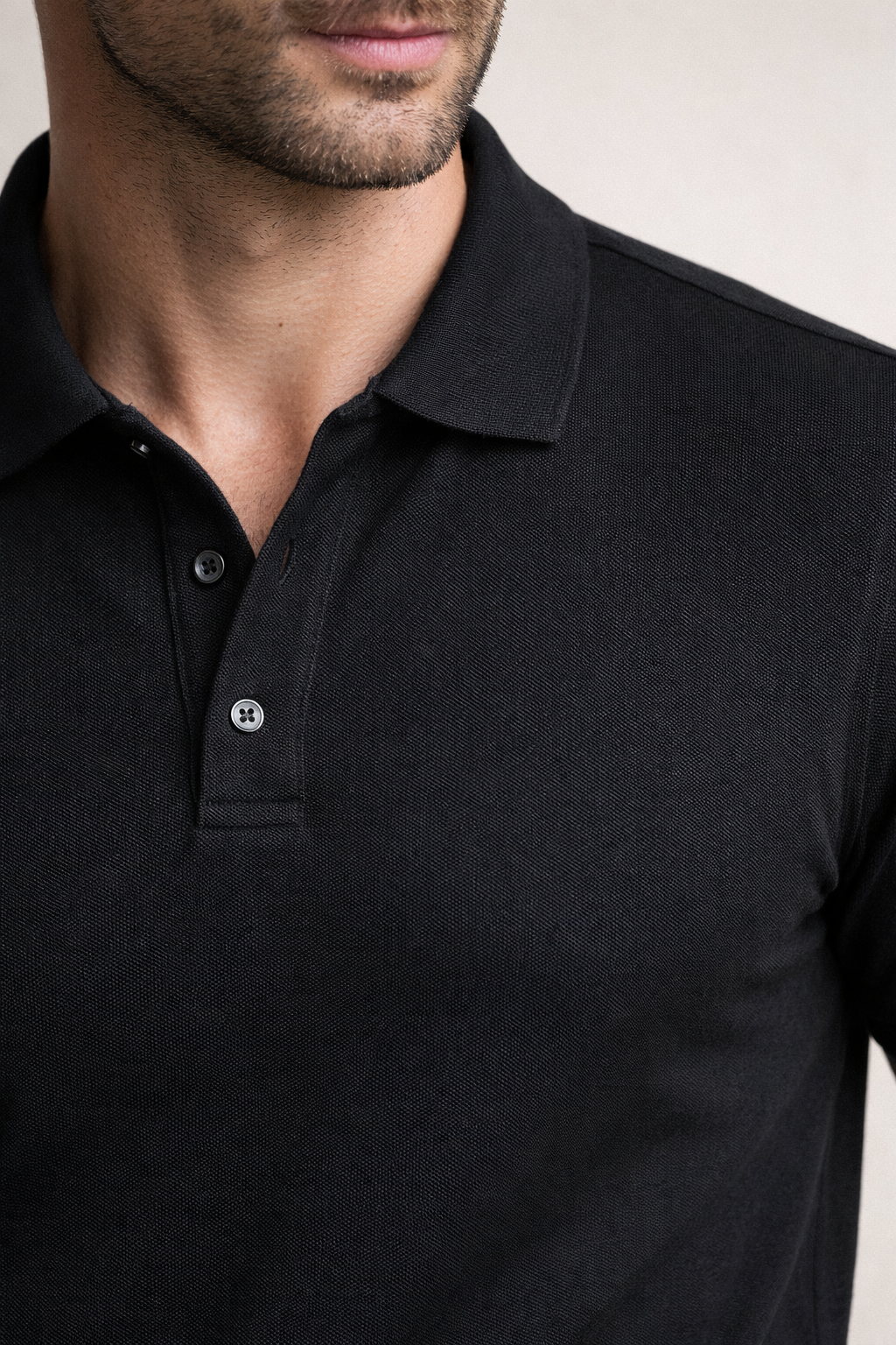 Men Slim Fit Solid Black Cotton Polo T-shirt