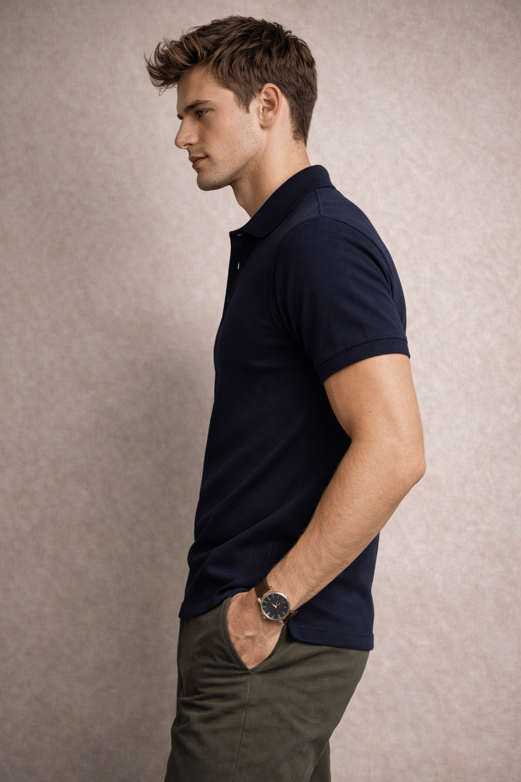 Men Slim Fit Solid Royal Blue Cotton Polo T-shirt
