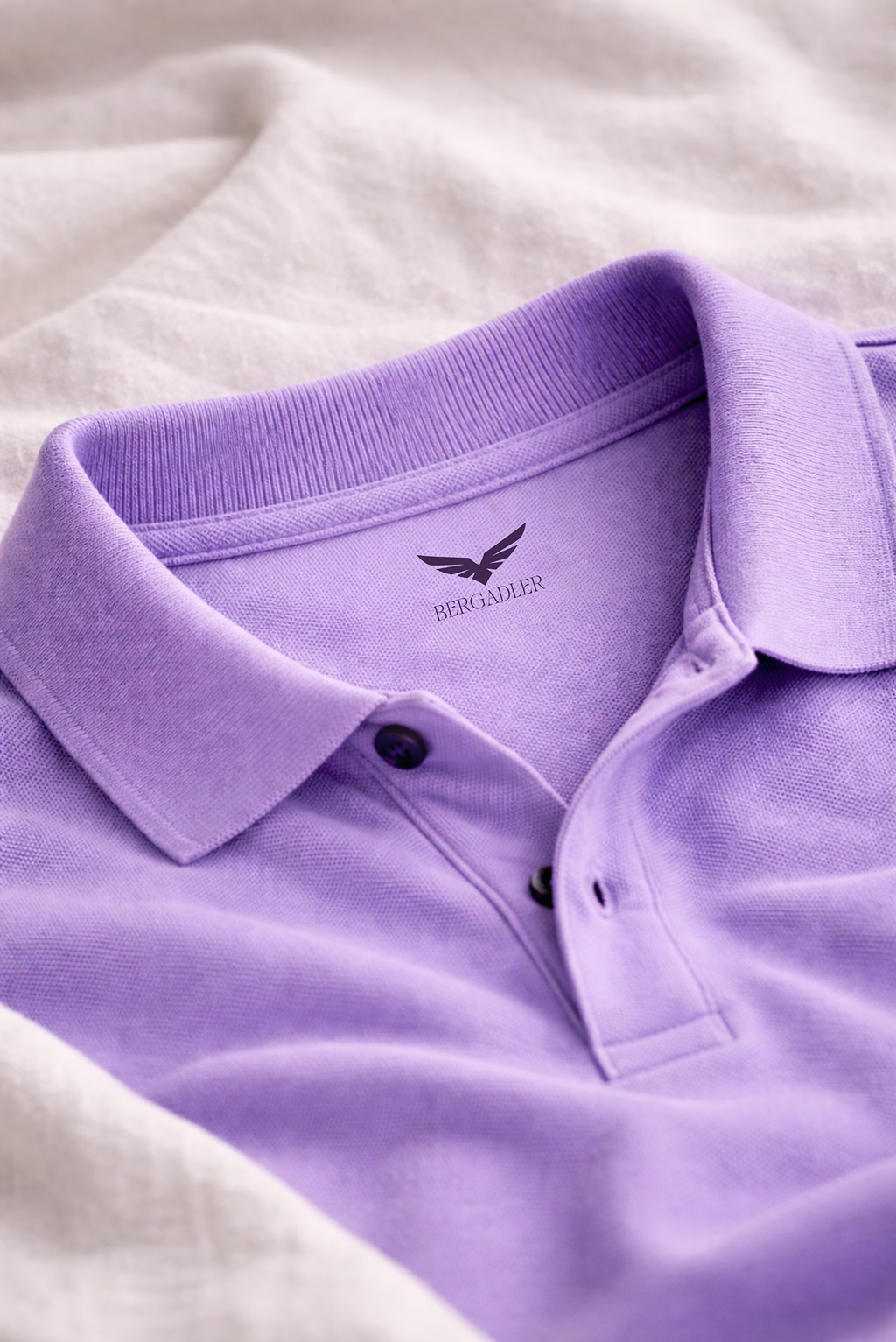Men Slim Fit Solid Lavender Cotton Polo T-shirt