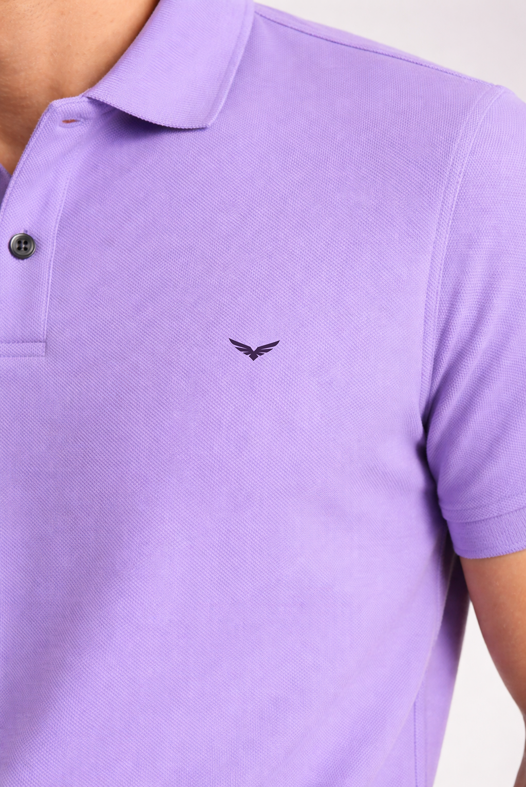 Men Slim Fit Solid Lavender Cotton Polo T-shirt
